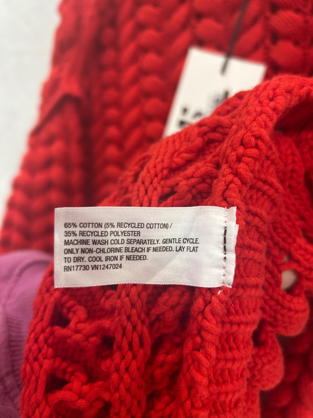 Women’s Red Chunky Cable Crewneck Sweater - Picture 8 of 8